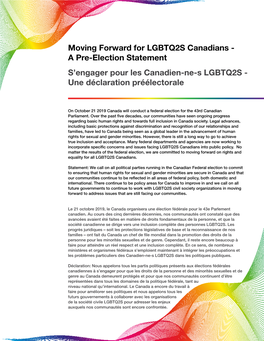 Moving Forward for LGBTQ2S Canadians – A