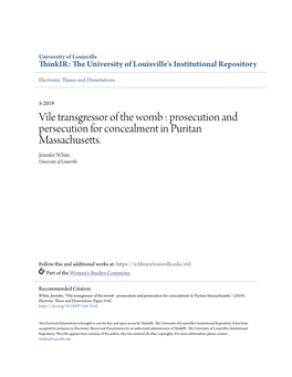 Prosecution and Persecution for Concealment in Puritan Massachusetts