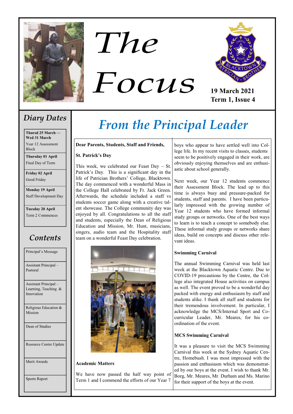 From the Principal Leader Thursd 25 March — Wed 31 March