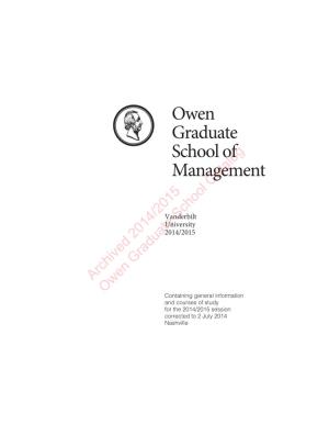 Owen Graduate School of Management Catalog