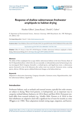 Response of Shallow Subterranean Freshwater Amphipods to Habitat Drying