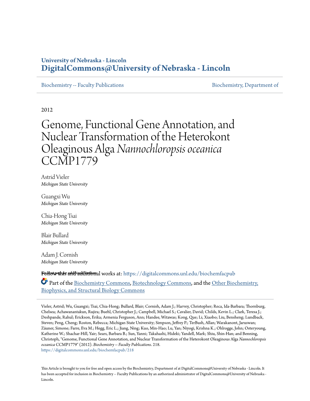 Genome, Functional Gene Annotation, and Nuclear