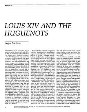 Louis Xiv and the Huguenots