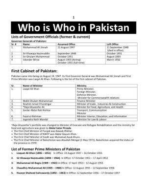 Who Is Who in Pakistan & Who Is Who in the World Study Material