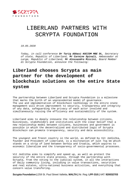 Liberland Partners with Scrypta Foundation