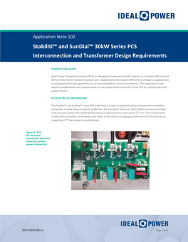 Application Note 102 Stabiliti™ and Sundial™ 30Kw Series PCS