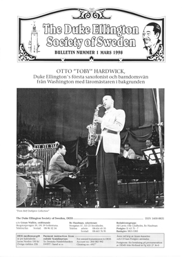 HARDWICK, Duke Ellington's Första Saxofonist Och Barndomsvän Från Washington Med Läromästaren I Bakgrunden