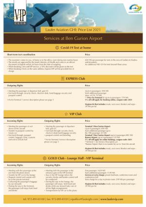 Laufer Aviation GHI: Price List 2021 Services at Ben Gurion Airport
