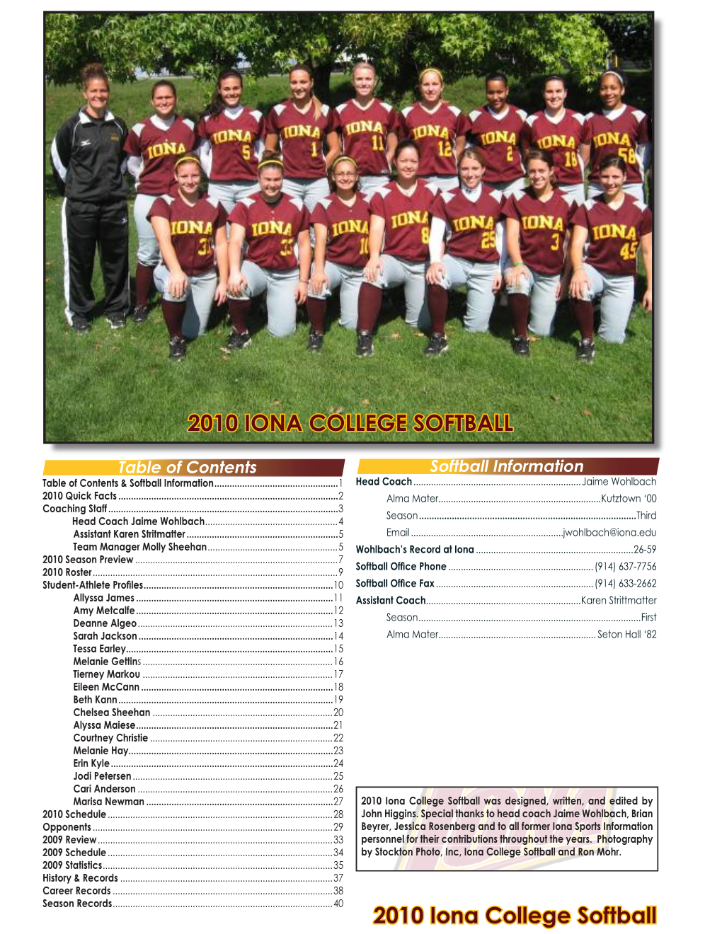 2010 Iona College Softball