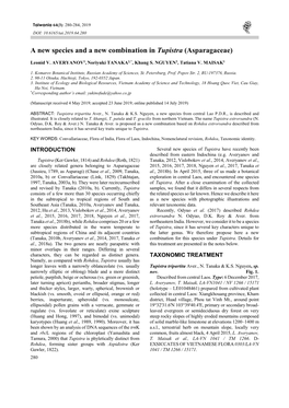 A New Species and a New Combination in Tupistra (Asparagaceae)