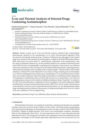 X-Ray and Thermal Analysis of Selected Drugs Containing Acetaminophen