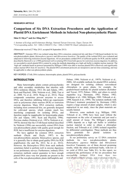 Comparison of Six DNA Extraction Procedures and the Application of Plastid DNA Enrichment Methods in Selected Non-Photosynthetic Plants