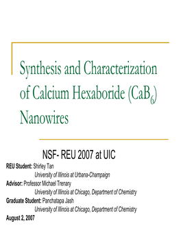 Synthesis and Characterization of Calcium Hexaboride (Cab6