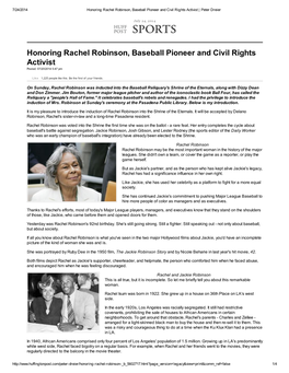 Honoring Rachel Robinson, Baseball Pioneer and Civil Rights Activist | Peter Dreier