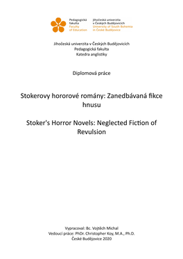 Zanedbávaná Fikce Hnusu Stoker's Horror Novels