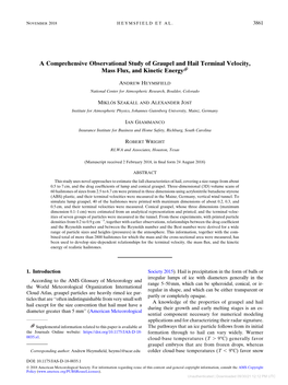 A Comprehensive Observational Study of Graupel and Hail Terminal Velocity, Mass Flux, and Kinetic Energy