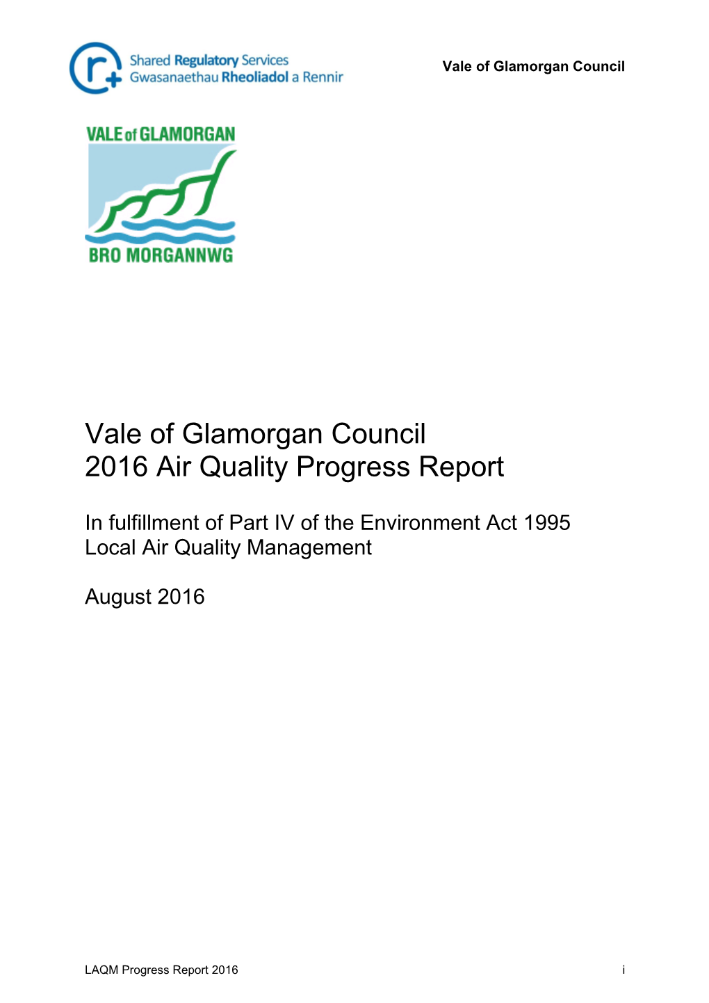 16.09.21 Air Quality Progress Report 2016 May 2016 Revised LTP And