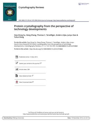 Protein Crystallography from the Perspective of Technology Developments