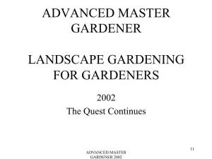 Advanced Master Gardener Landscape Gardening For