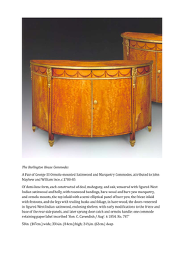 The Burlington House Commodes a Pair of George III Ormolu-Mounted