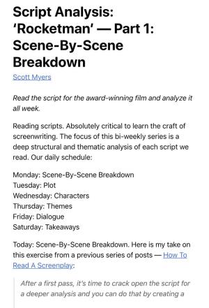 Script Analysis: ‘Rocketmanʼ — Part 1: Scene-By-Scene Breakdown Scott Myers