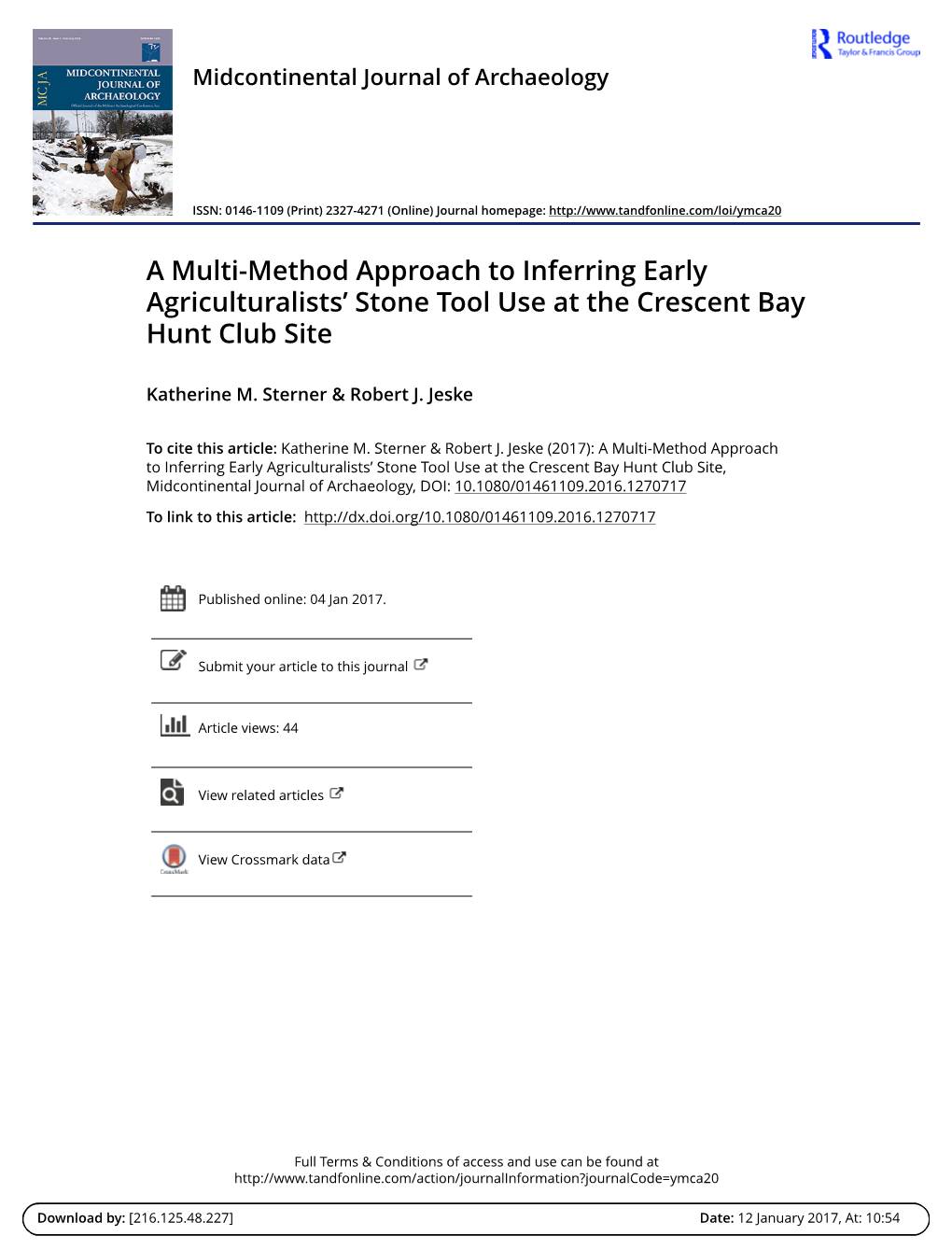 A Multi-Method Approach to Inferring Early Agriculturalists' Stone Tool