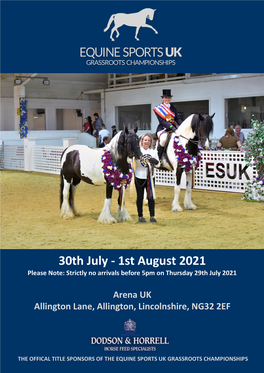1St August 2021 Please Note: Strictly No Arrivals Before 5Pm on Thursday 29Th July 2021