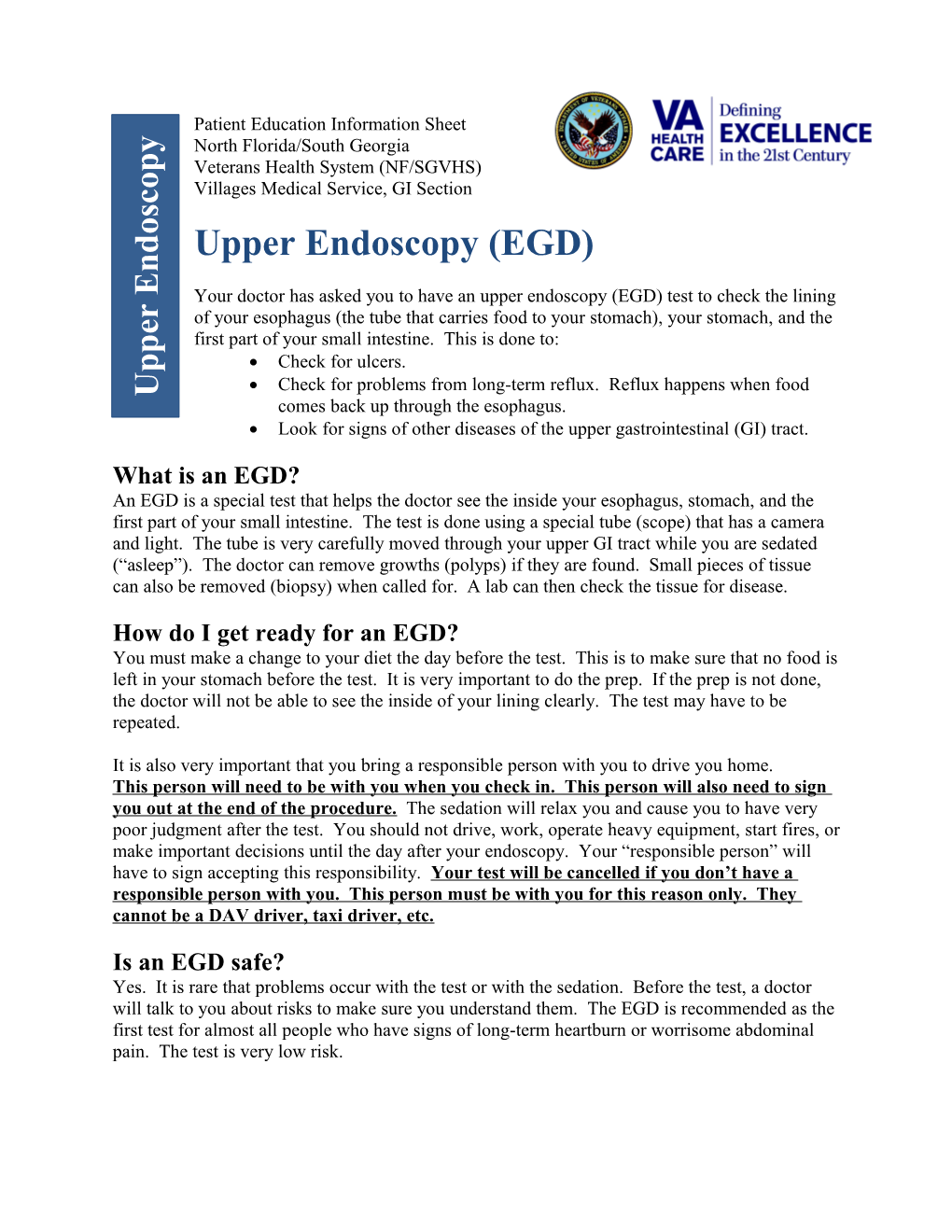 Uppder Endoscopy (EGD)