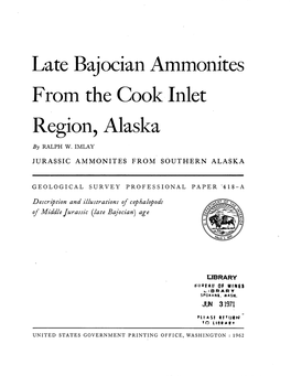 Late Bajocian Ammonites from the Cook Inlet Region, Alaska