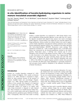 In Situ Identification of Keratinhydrolyzing Organisms In