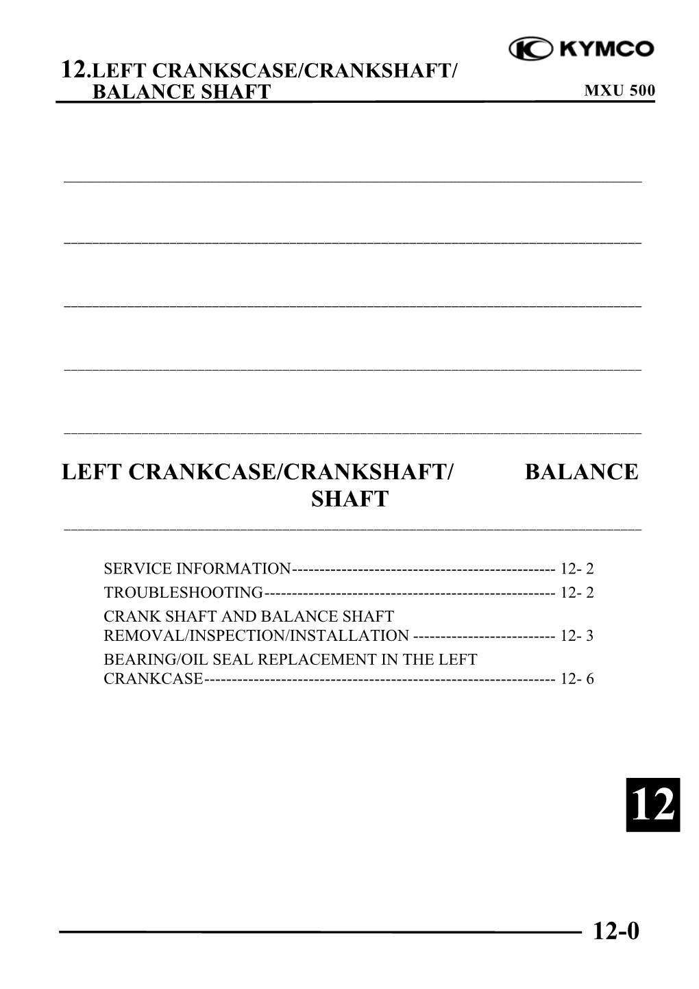 Left Crankcase/Crankshaft/ Balance Shaft ______