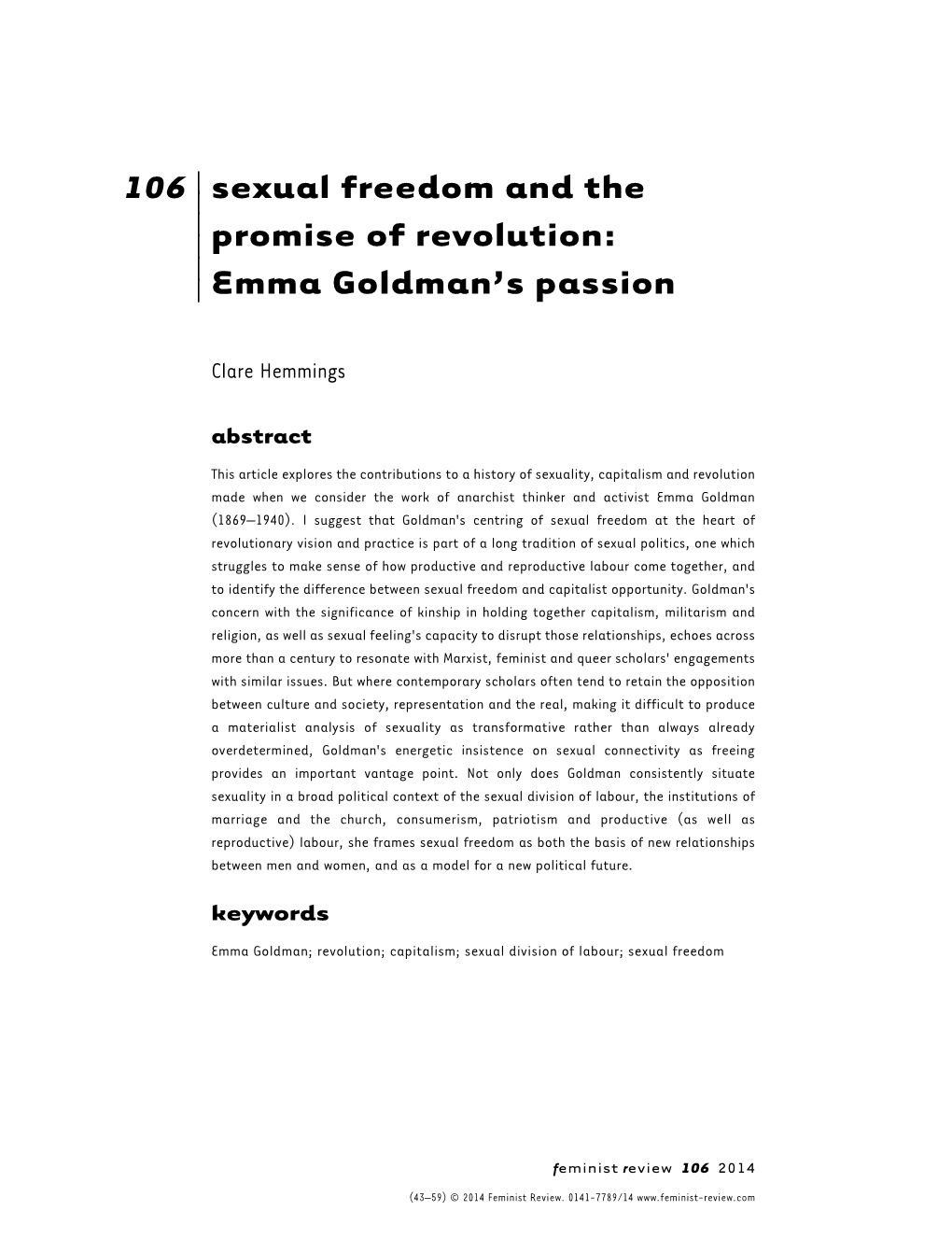 Sexual Freedom and the Promise of Revolution and Sexually Imagined