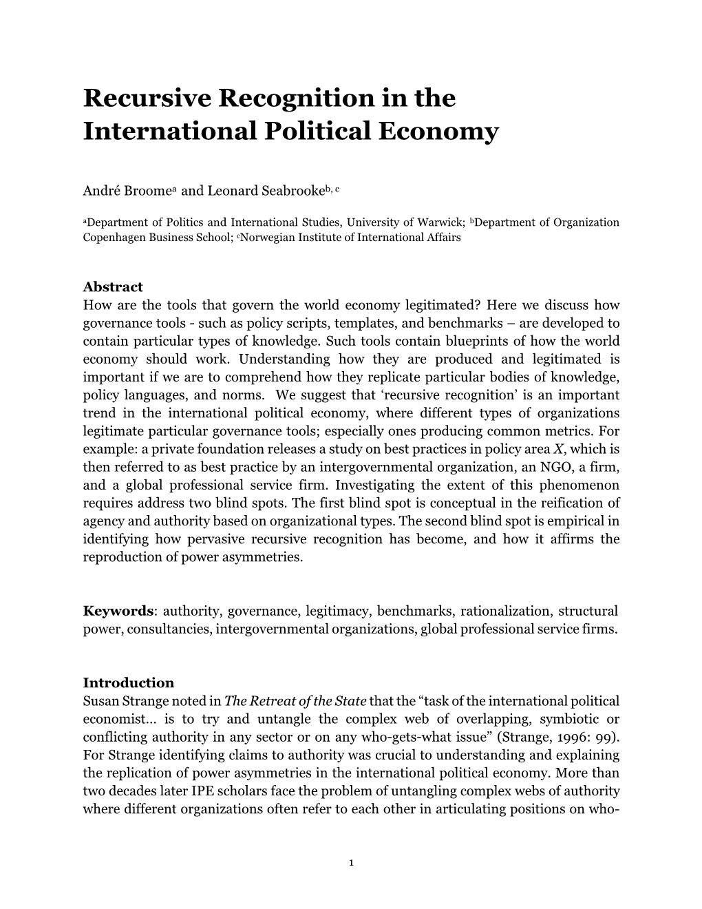 Recursive Recognition in the International Political Economy