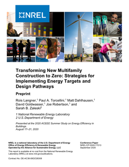 Strategies for Implementing Energy Targets and Design Pathways Preprint Rois Langner,1 Paul A