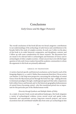Conclusions Early Greece and the Bigger Picture(S)