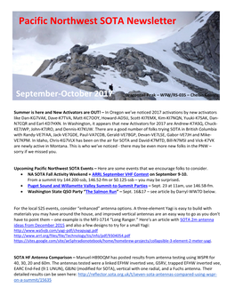 Pacific Northwest SOTA Newsletter