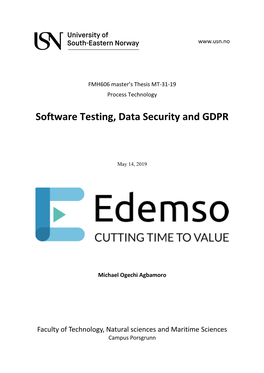 Software Testing, Data Security and GDPR
