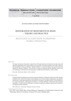 Restoration of Monuments in Spain Theory and Practice