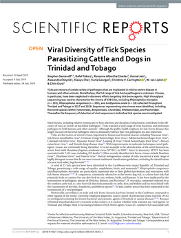 Viral Diversity of Tick Species Parasitizing Cattle and Dogs In