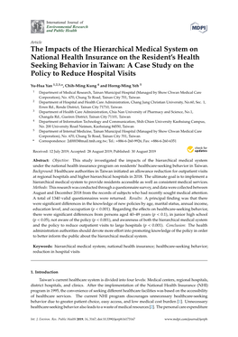 The Impacts of the Hierarchical Medical System on National Health Insurance on the Resident's Health Seeking Behavior in Taiwa