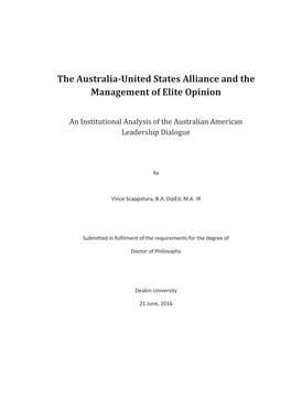 The Australia-United States Alliance and the Management of Elite Opinion