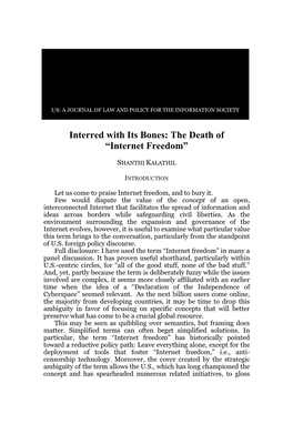 Interred with Its Bones: the Death of “Internet Freedom”