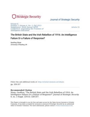 The British State and the Irish Rebellion of 1916: an Intelligence Failure Or a Failure of Response?