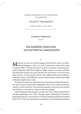 Zeszyty Naukowe Sir Andrzej Panufnik