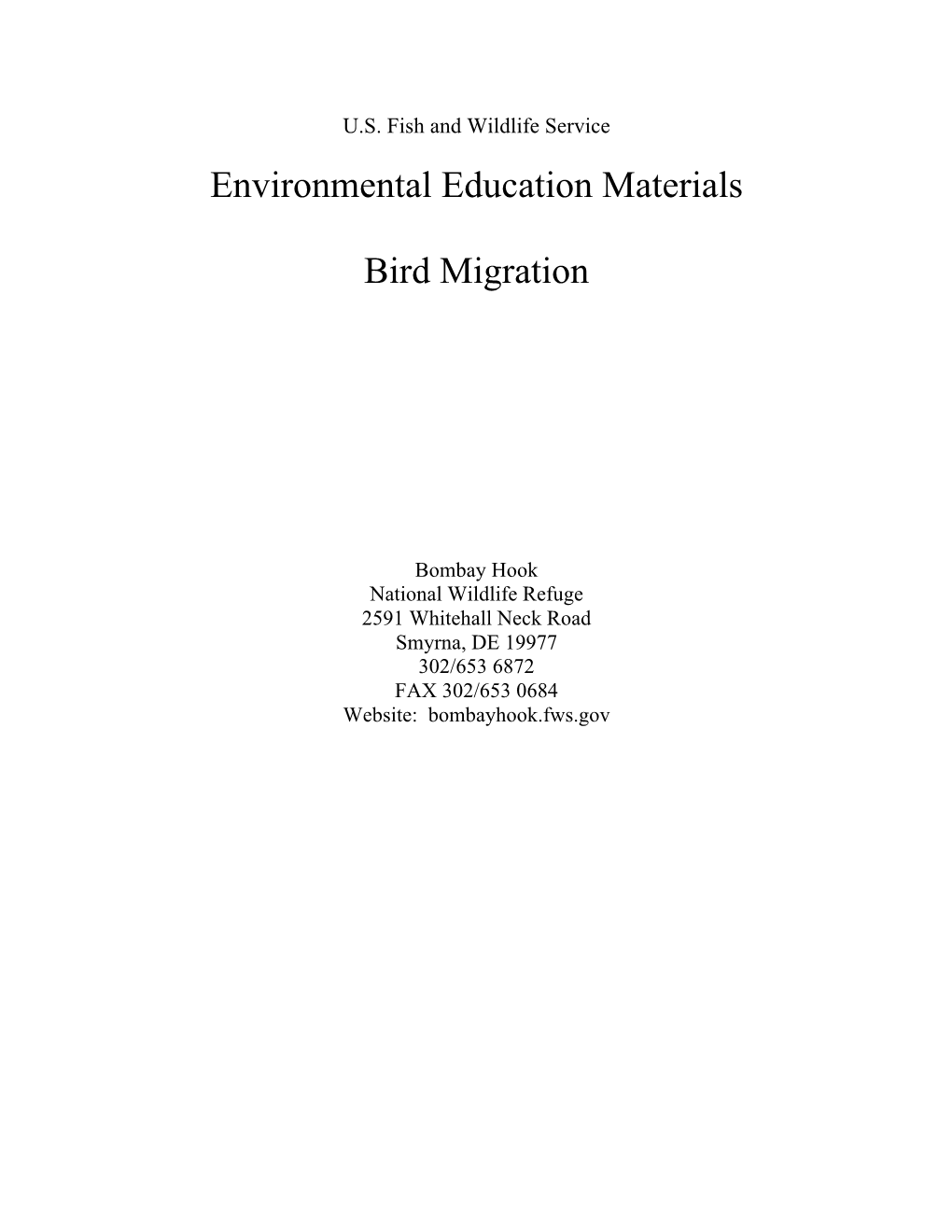 Environmental Education Materials Bird Migration