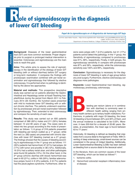 Role of Sigmoidoscopy in the Diagnosis of Lower GIT Bleeding