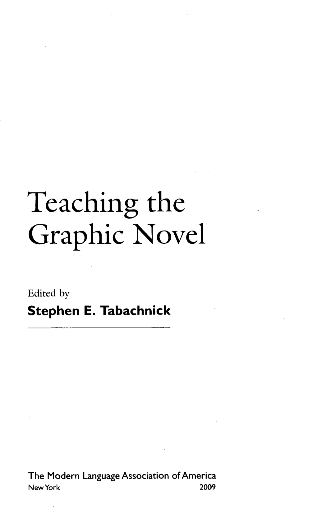 Teaching the Graphic Novel