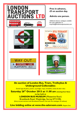 An Auction of London Bus, Tram, Trolleybus & Underground