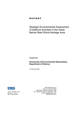 Strategic Environmental Assessment of Defence Activities in the Great Barrier Reef World Heritage Area