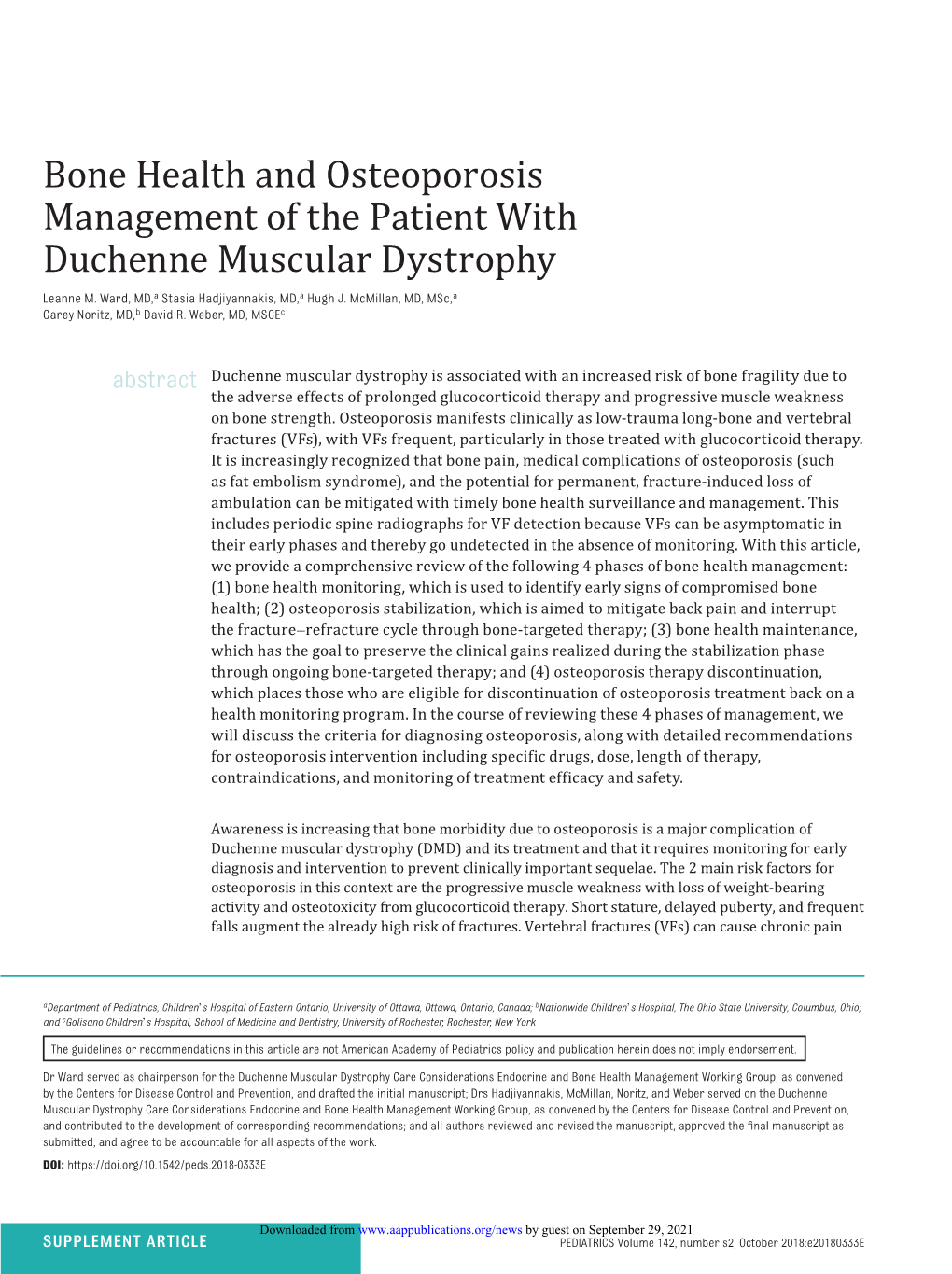 Bone Health And Osteoporosis Management Of The Patient With Duchenne Muscular Dystrophy Leanne M 3870